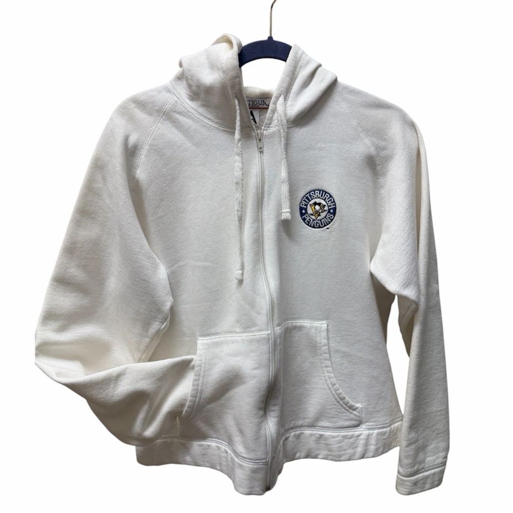 Antigua Vintage White Pittsburgh Penguins Zip Hoodie XL